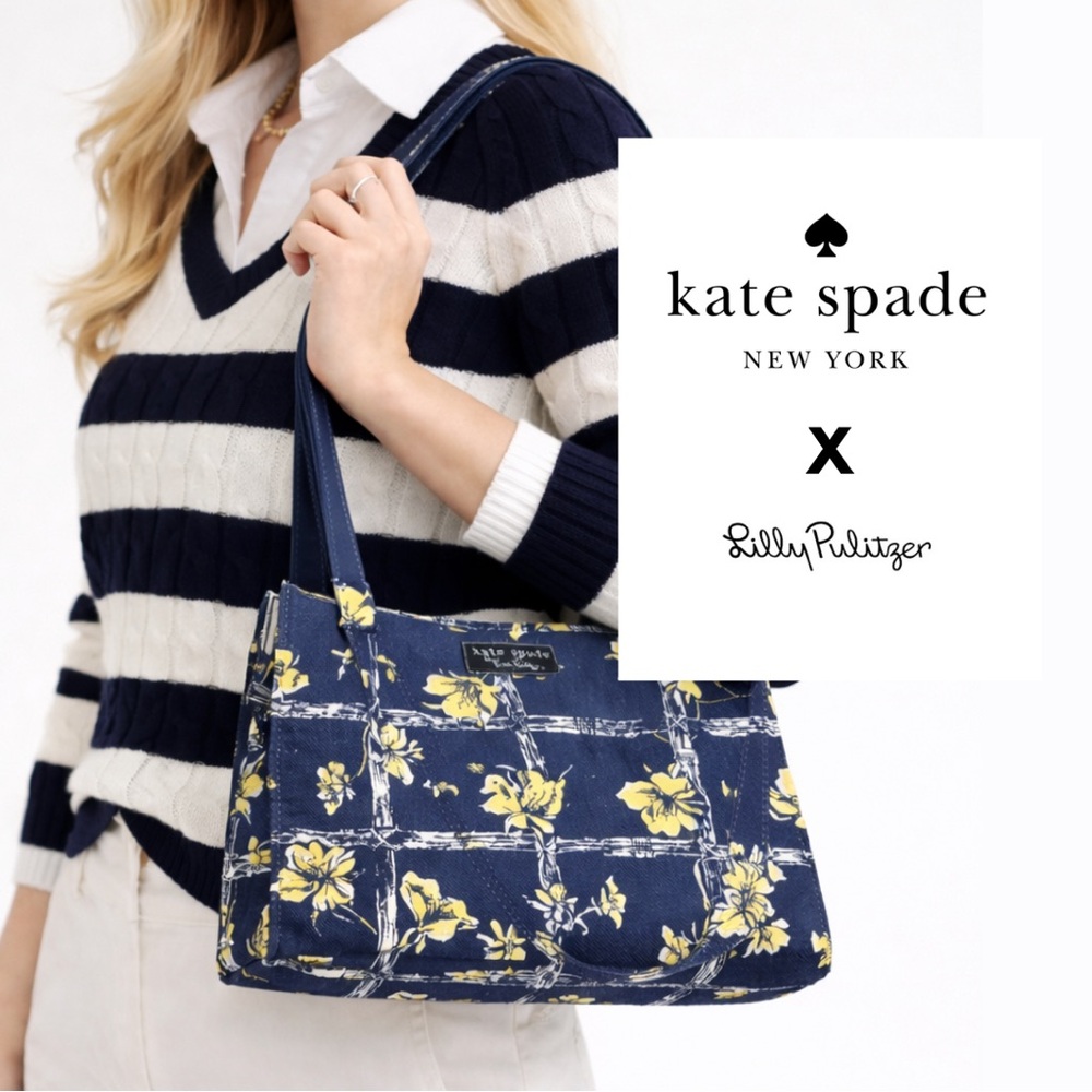 Kate Spade X Lilly Pulitzer - Rare Vintage Sam Floral Shoulder Tote Bag